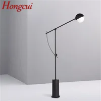 Hongcui Nordic Vintage Floor Lamp Modern Simple Black LED Standing Marble Decor for Home Living Room Study Reading Light