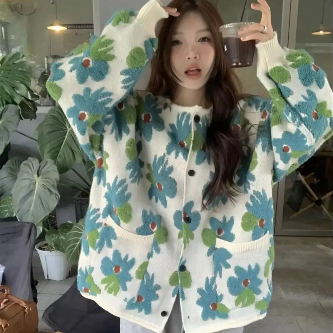 Вязаный кардиган для женщин осень-зима милый жаккардовый уникальный шикарный