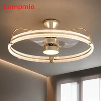 lampmio reversible remote led ceiling fan with light 80cm for living room modern golden 65cm bedroom fan lamp ventilador de teto