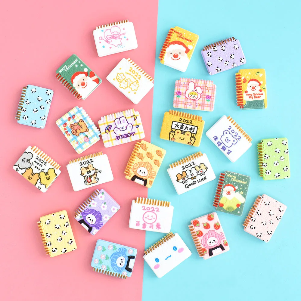 

10pcs Kawaii Mini Resin Notebooks Cabochons Scrapbooking Supplies Miniature Accessories Diy Phone Shell Flatback Embellishments
