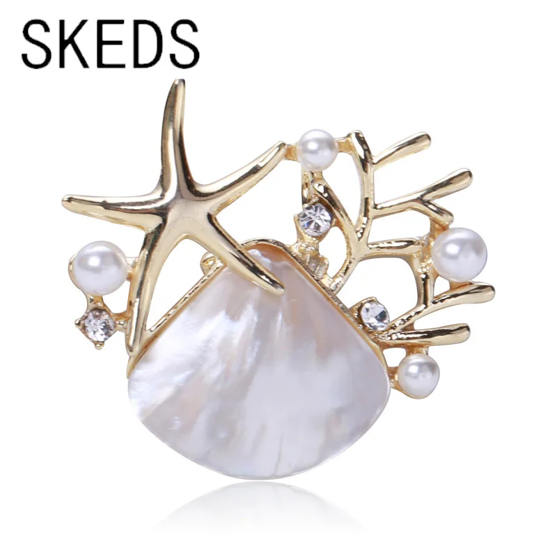 

SKEDS Creative Exquisite Design Mica Shell Pearl Brooches For Women Lady Elegant High-end Fashion Party Wedding Pins Buckle