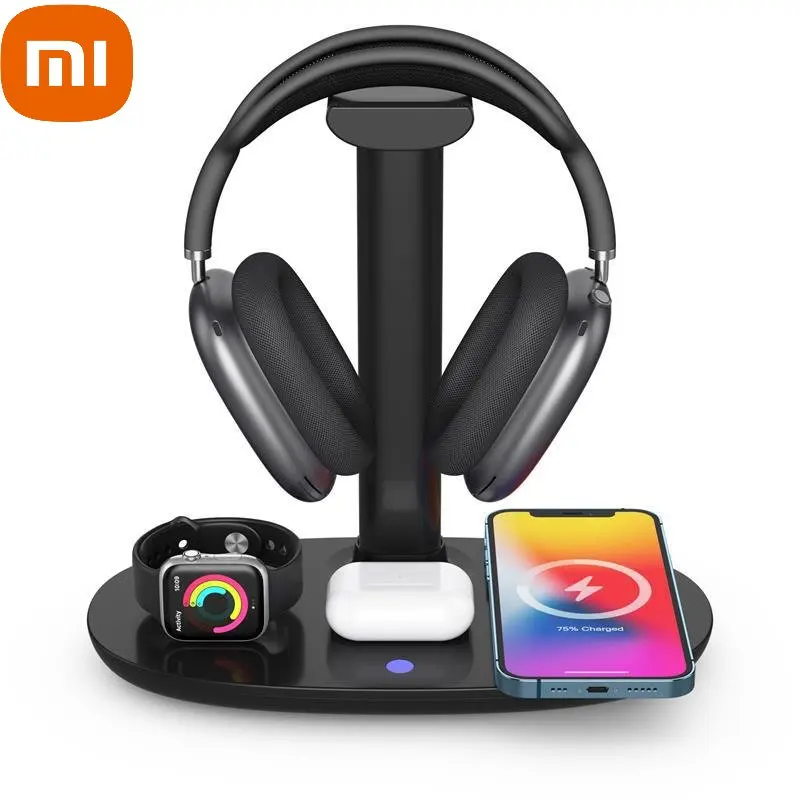

Xiaomi 15 Вт 4 в 1 Беспроводное зарядное устройство Держатель подставка зарядная станция для IPhone 12 Pro Беспроводное зарядное устройство для Apple Watch...
