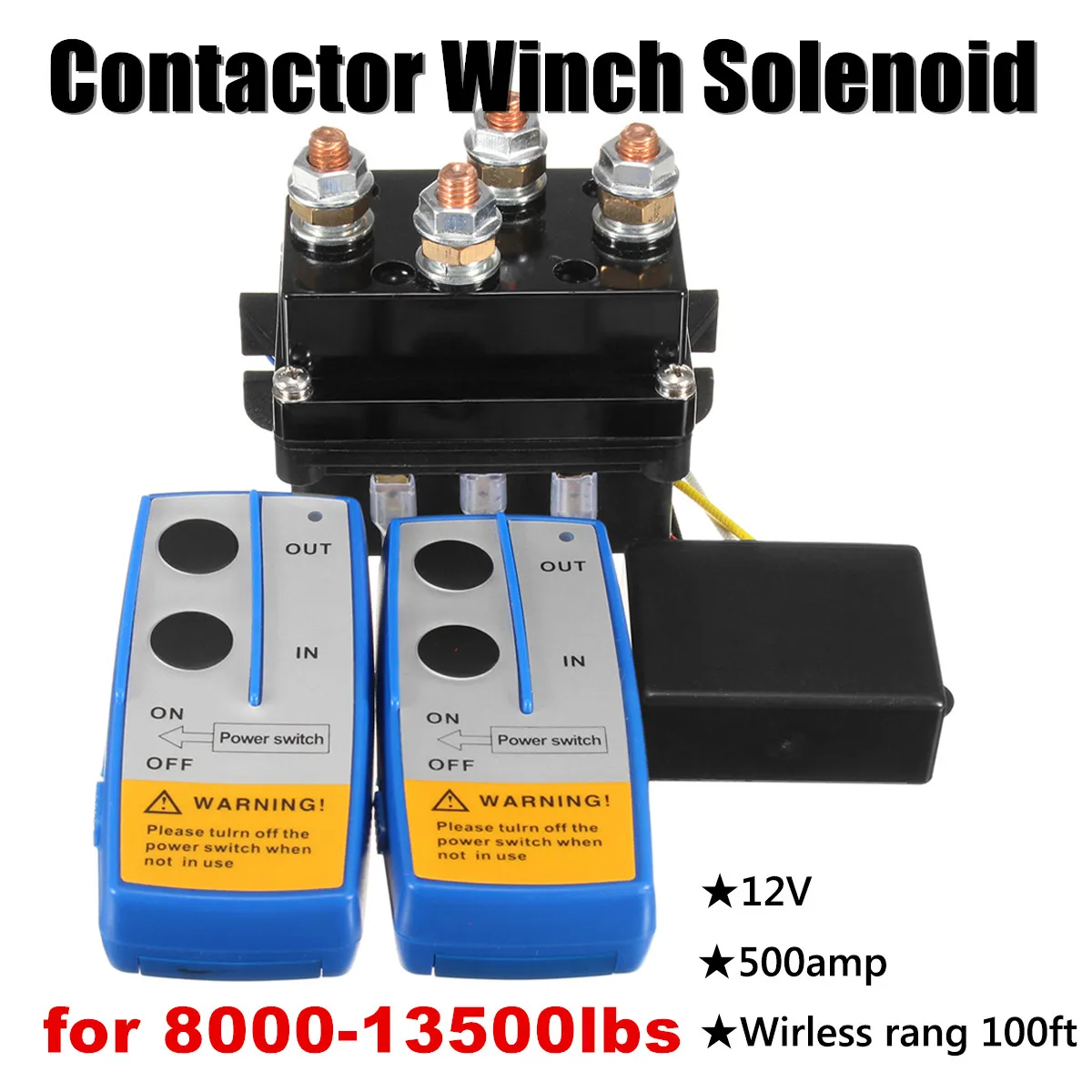 

12V 500A Winch Remote Contactor Winch Control Solenoid Relay Twin Wireless Remote Kit Car Motorcycle Off Roaders Accessories