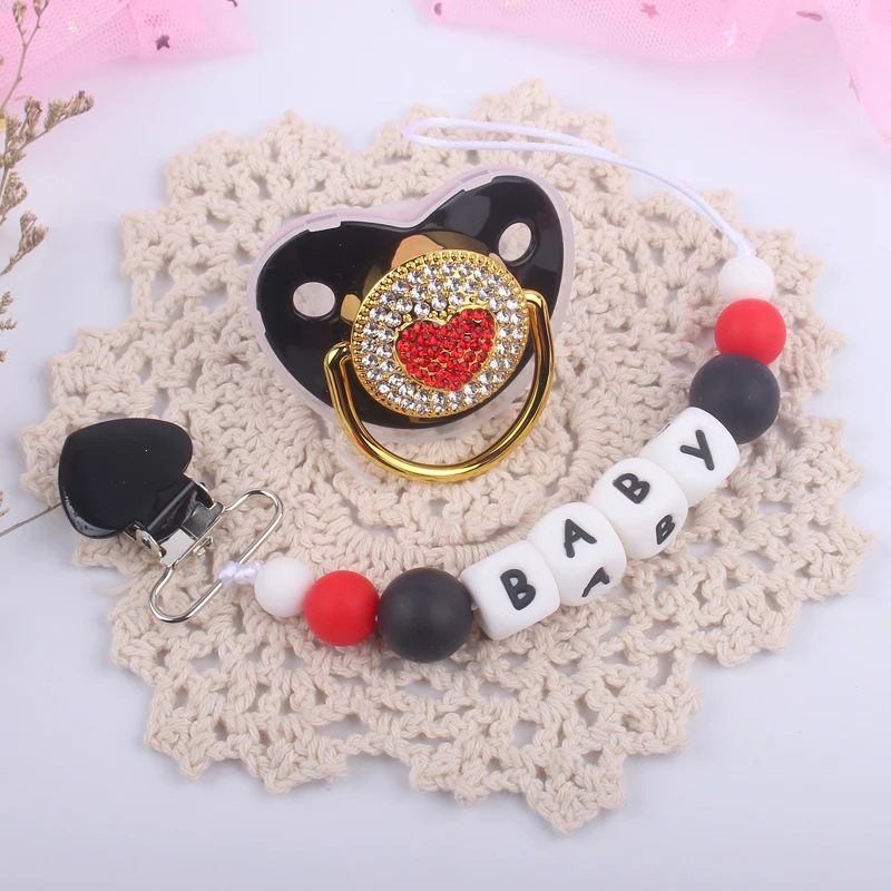 

2Pcs/set Baby Pacifier and Nipple Holder Personalized Name Silicone Letter Dummy Clip Nursing Chews Teething DIY Shower Gift