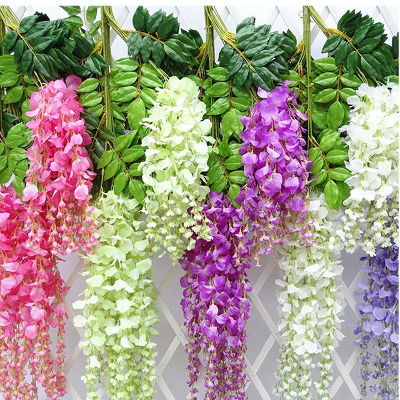 

12 Pcs Artificial Flowers Rattan Wreath Artificial Wisteria Flower Vine Silk Wreath Manual DIY Wedding Art Decoration Watercress