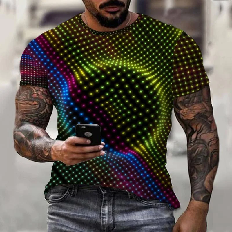 

Colorful Psychedelic Tshirt Men 3d T-shirt Abstract Printed T Shirt Dizziness Casual Black Hole Streetwear Summer Mens Clothing