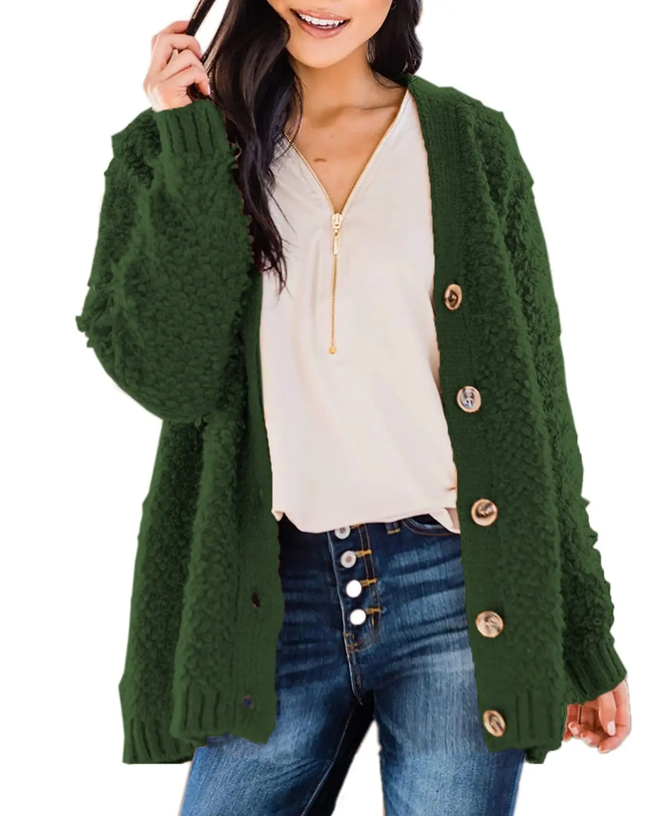 

2023 Women Solid Color Single-Breasted Knitwear Coat Fashion Casual Loose Cardigan Long Sleeve Sweater Cardigan