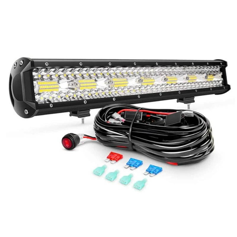 

20 дюймов 420 Вт Тройной Ряд прожектор Combo 25200LM 140XLED Light Bar с сверхмощным внедорожным проводом белый