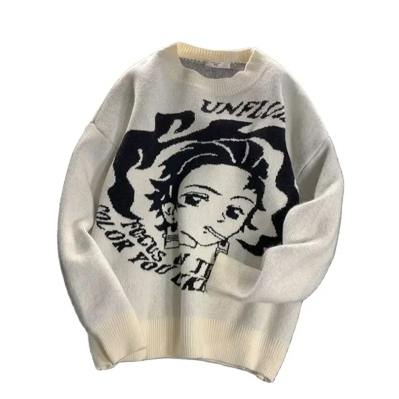 

Свитер Харадзюку камадо танджиро аниме рассекающий демонов трикотажный джемпер оверсайз пуловер уличная одежда в стиле хип-хоп осенний св...