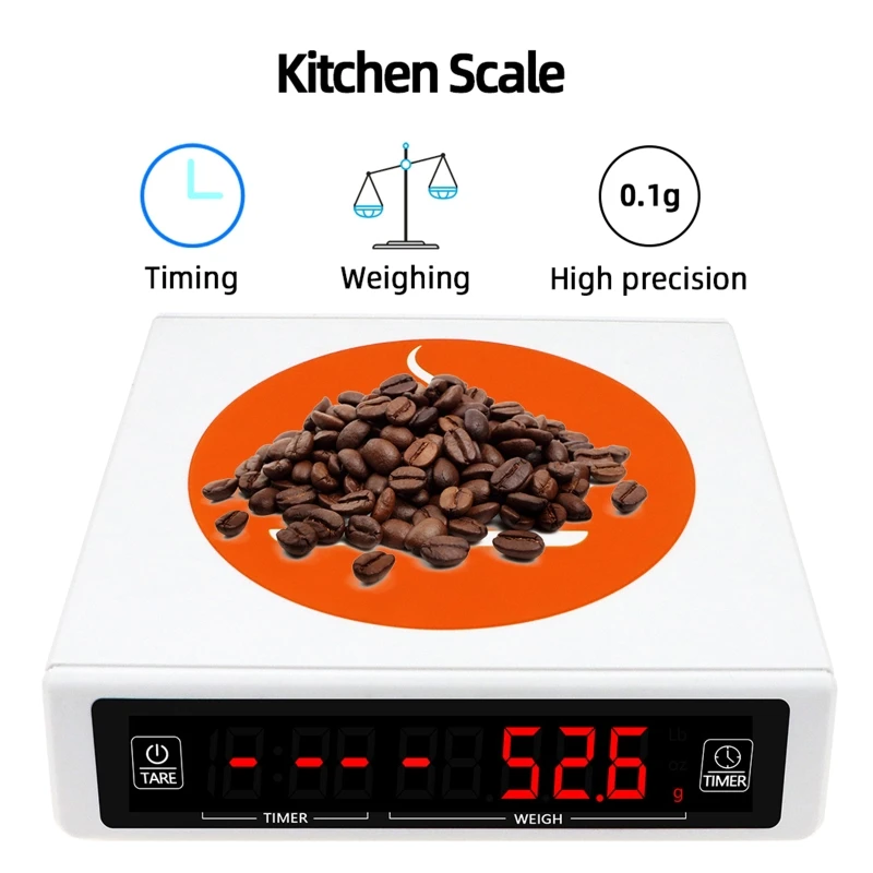 

Digital Coffee Scale with Timer High Precision Kitchen Scale Electronic Food Weighing Espresso Scale Touch Screen 3/5kg