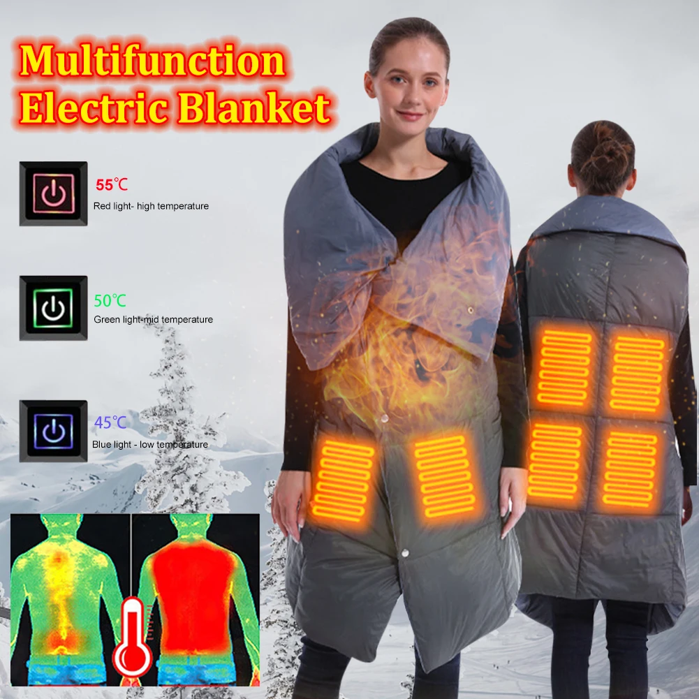 

Electric Heating Blanket 6 Zone Wearable USB Heated Blanket Multifunction Electric Blanket Vest Shawl Knee Pad For Home Outdoor