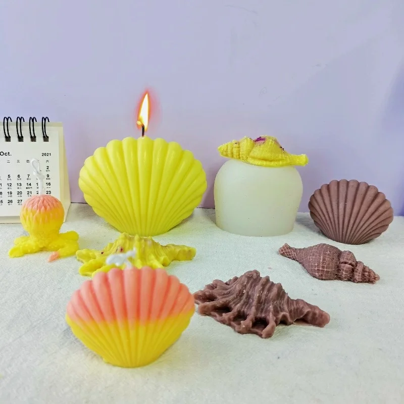 

Large Shell Silicone Candle Mold Ocean Series Conch Candle Making Kit Soap Resin Mold Christmas Gifts Craft supplies Home Decor