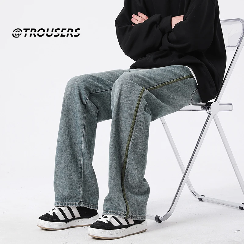 Blue Black Baggy Jeans Men Fashion Retro Straight Jeans Men  Japanese Streetwear Hip-hop Loose Denim Pants Mens Trousers M-3XL