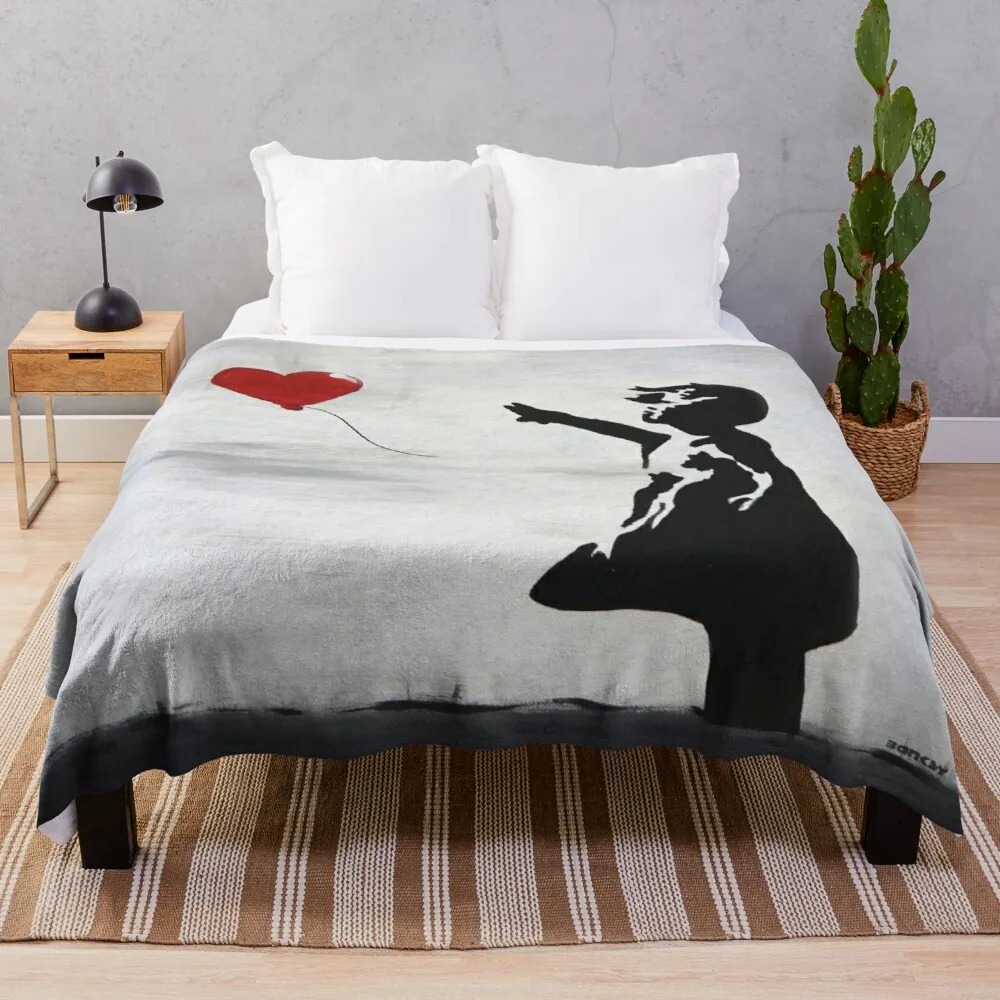 

Banksy menina com coração balão graffiti parede original arte de rua hd alta qualidade on-line loja lance cobertor microfibra