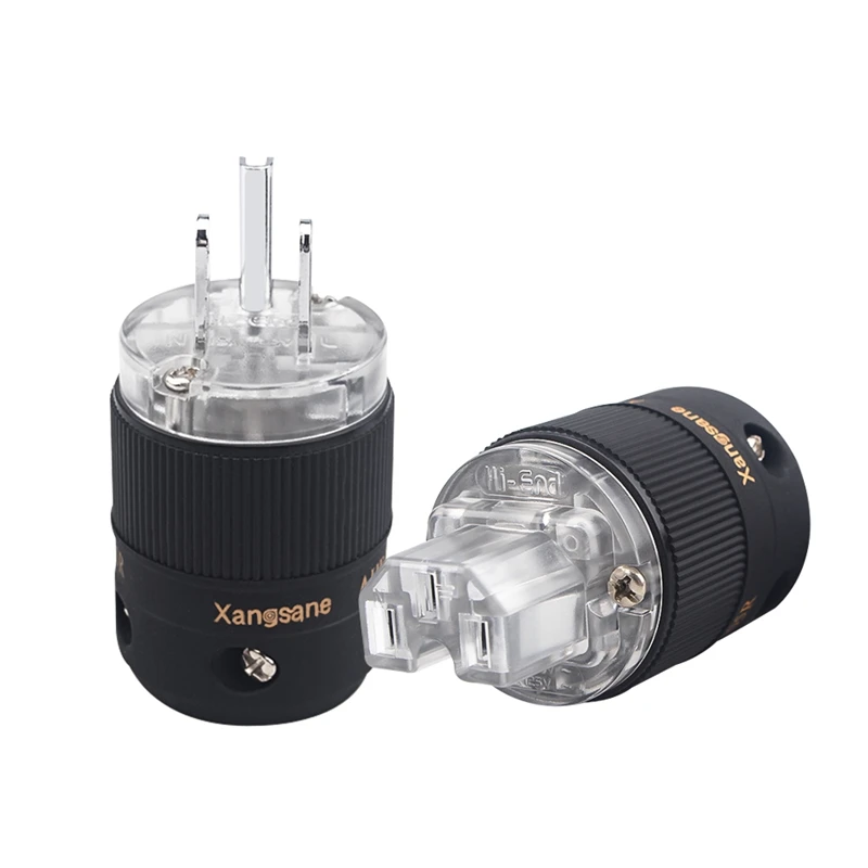 

Transparent HiFi Audio Adapter US Plug Rhodium Plated C13 IEC Connector for Amplifier CD DVD Player