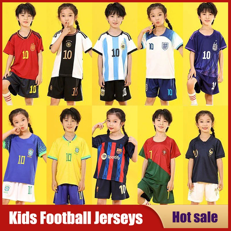 

Children's Football Jerseys Set NO10 Kids Sportsuits Run Sportswear Soccer Uniforms Girls Boys Breathable Top Shorts Cos Outfit