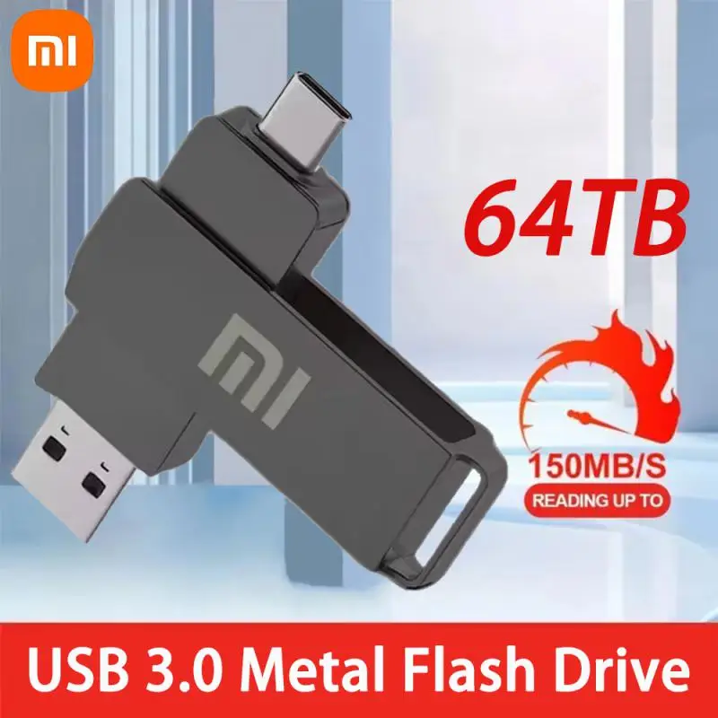 Xiaomi 64TB 2TB U Disk Высокоскоростные мини-металлические USB-флешки 4TB 8TB 16TB Черный Pen Drive