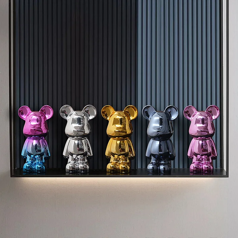 

Luxury Ceramic Electroplating Violent Bear Cartoon Doll Home Livingroom Cabinet Furnishing Crafts Store Office Figurines Decor