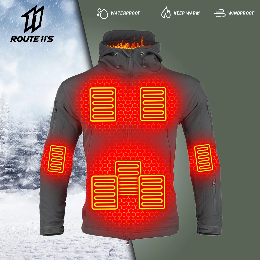 2023 Men Heated Jacket Winter Windproof Heated Clothing Motorcycle Jacket Waterproof Fishing Clothing Skiing Coat Tactical