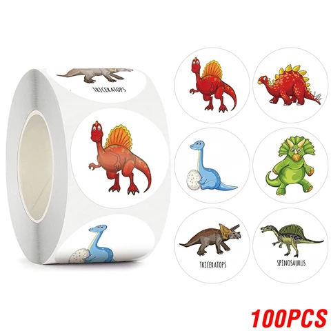 100-500 шт., детские наклейки с рисунком динозавра