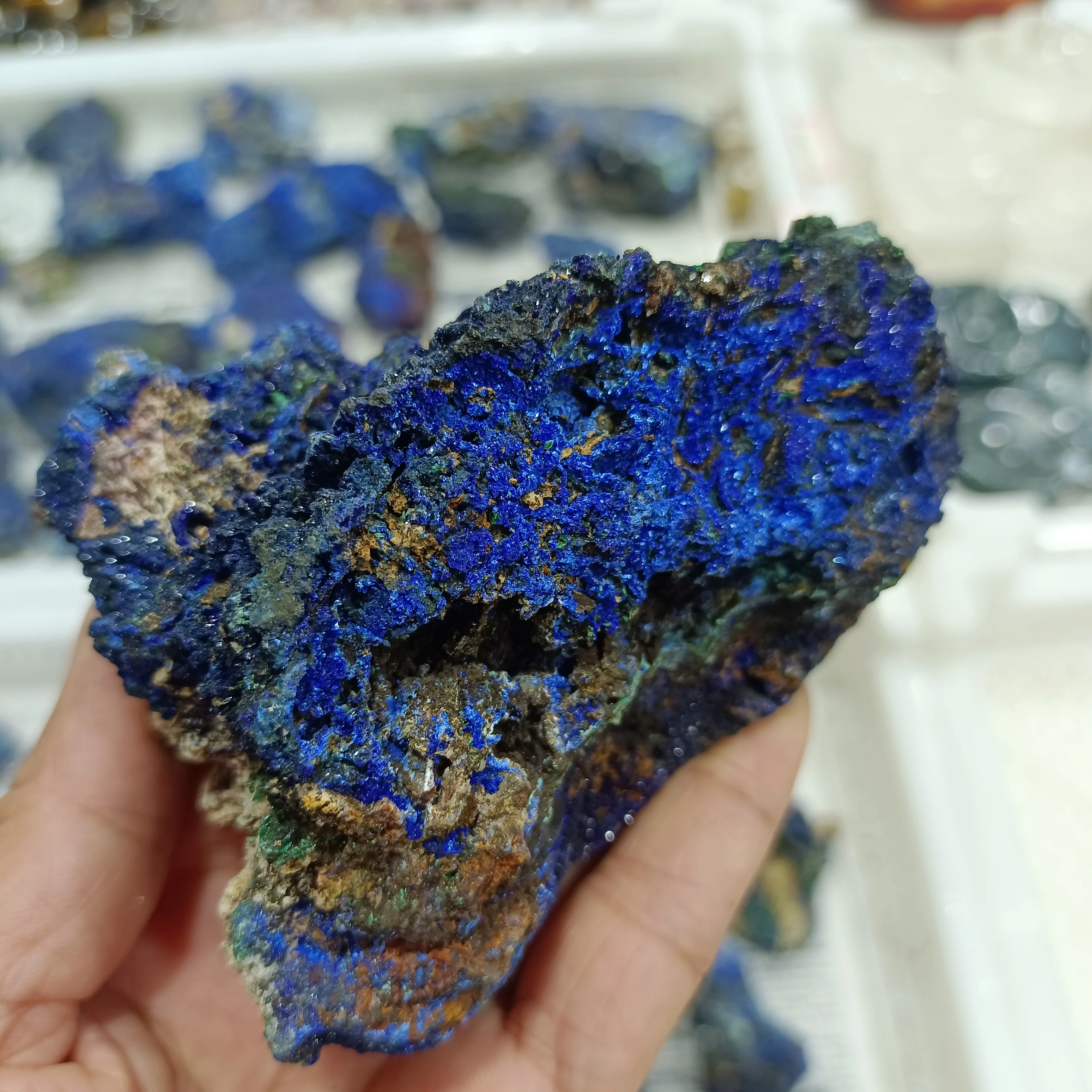 

Natural Azurite Rough Stone Specimen Crystal Energy Healing Accessories Home Office Decorative Gifts