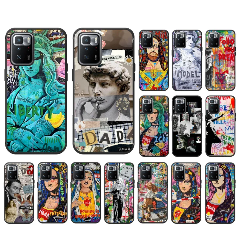 

Street Graffiti Art Mona Lisa David Phone Case for Xiaomi Redmi Note 11 10 Pro Note 8 Pro 9Pro Note9 9S 10S 9T Redmi 10 9C 9A