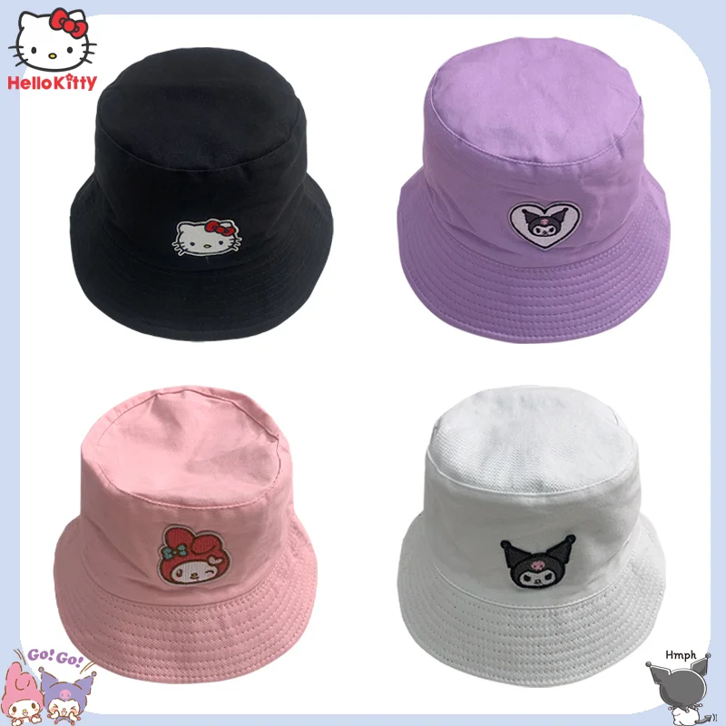 

Sanrio Anime Hello Kitty Bucket Hat Kawaii Kuromi Mymelody Summer Outdoor Fashion Fisherman Hat Cartoon Couple Sun Hat Cool Hat