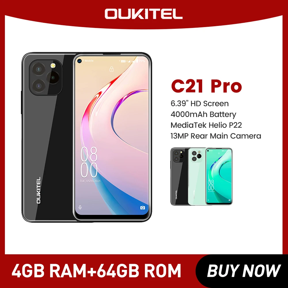 

OUKITEL C21 Pro martphones 4G Android 11.0 Mobile Phone Octa Core 4GB+64GB S 6.39Inch HD Screen 21MP Rear Camera 4000mAh Battery