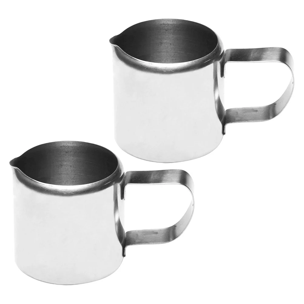 

2Pcs Simple Shop Jug Stainless Steel Sauce Container Espresso Pot