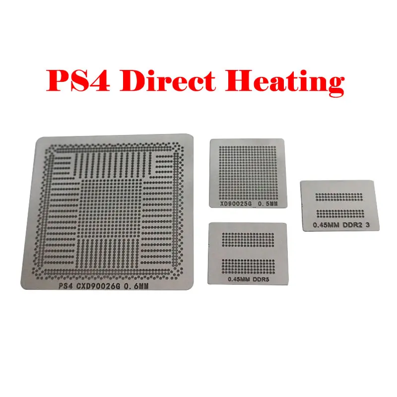 BGA Direct Heating Reballing Stencils for PS4 IC Reball Station CXD90025G CXD90026G DDR5-RAM DDR7 CXC90044GB DDR3-SDRAM Kit