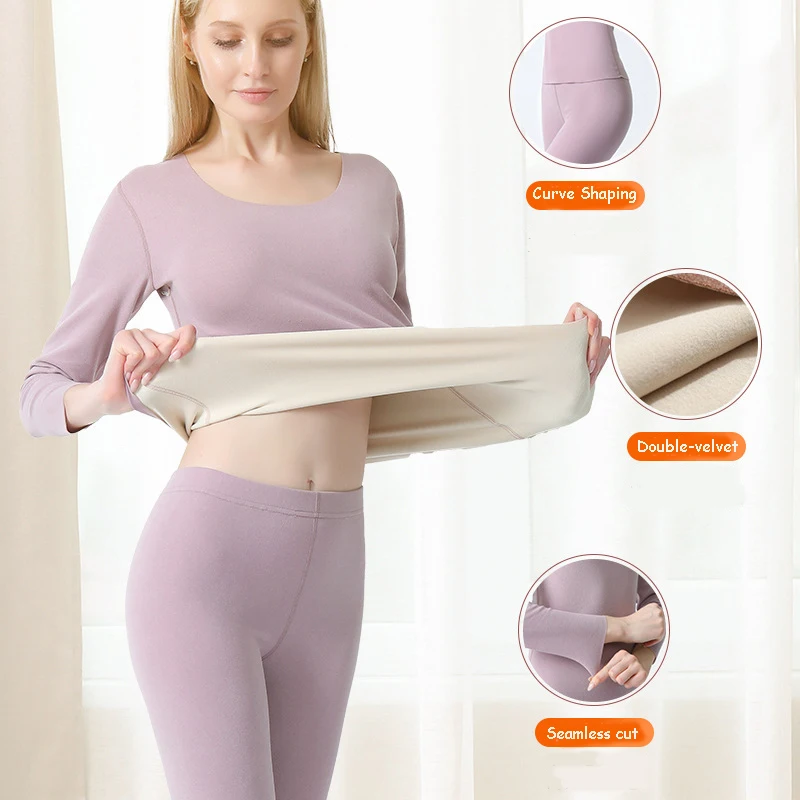 Women's Winter Thermal Underwear Plus Velvet Self-heating Thermo Lingerie Seamless Ladies Slim Warm Blouse Men's Long Johns Suit