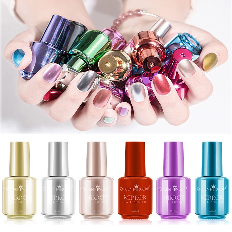 

New Fashion 12 Colors Mirror Effect Nail Polish Metallic Lacquer Nail Polish Nail Art Polish Rose Silver Varnish Nail Polish