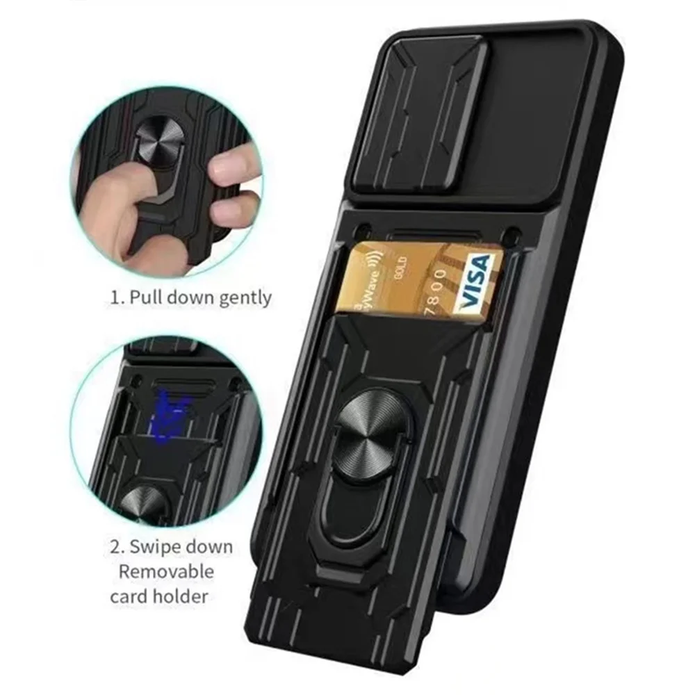 

For Xiaomi POCO F4 Case For POCO F4 X4 GT M4 Pro X4 Pro Card Slot Ring Stand Camera Protection Cover For POCO F4 Coque Funda