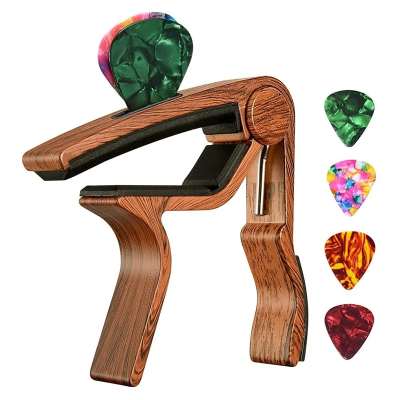 

Guitar Capo With Pick Holder And 4 Guitar Picks For Acoustic Electric Guitar Ukulele Mandolin Banjo