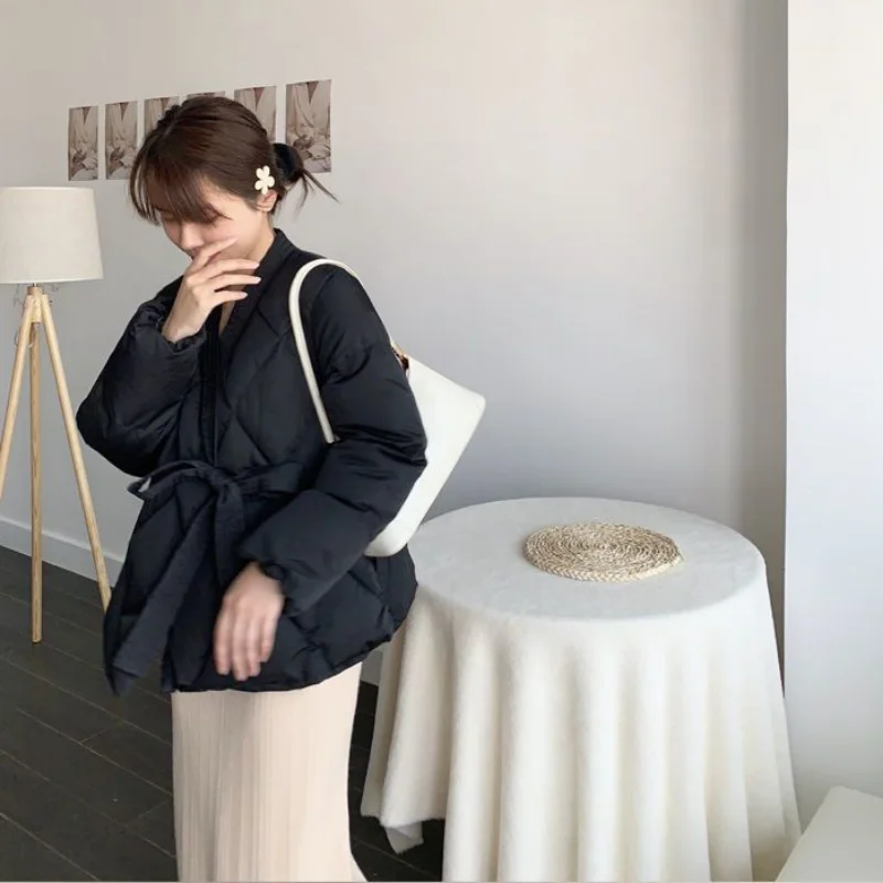 New Winter Clothes Women Parkas Super Hot Coats Cotton Padded Jacket Bandage Coats Korean Fashion Warm Designer Clothing