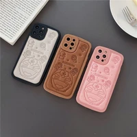 cartoon doraemon leather phone cases for iphone 13 12 11 pro max xr xs max x back cover