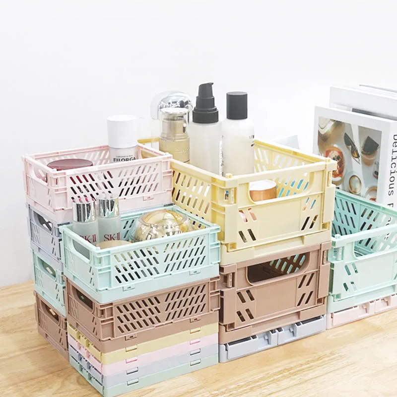 

1 шт. канцелярские принадлежности Каскадный дизайн настольная корзина для хранения в японском стиле Пластиковая Складная Коробка для хране...