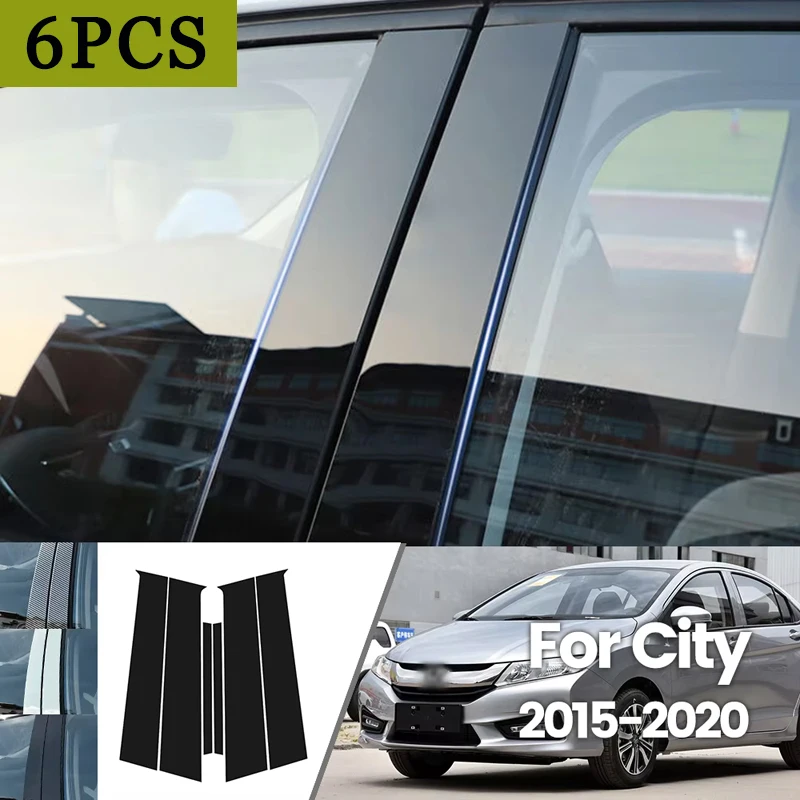 

Для Honda City 2015-2020 2016 2017 2018 2019 яркий черный углеродное волокно, окно, двери, водонепроницаемая наклейка B C