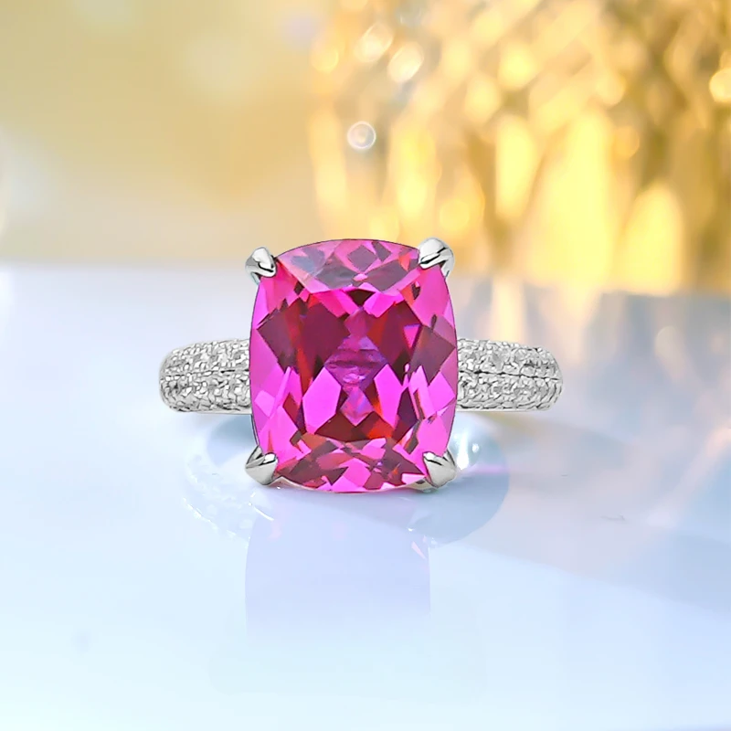 Прямоугольное кольцо Karachis с искусственной розой и турмалином для женщин простые