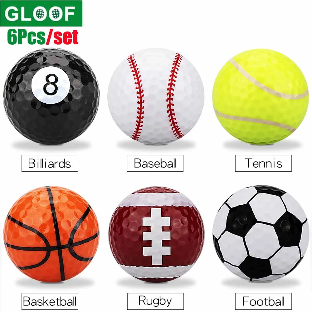 

6pcs / bag Golf Balls Novelty Sports Practice Golf balls Two layers Golf Practice balls Golf gift balls Freeshipping