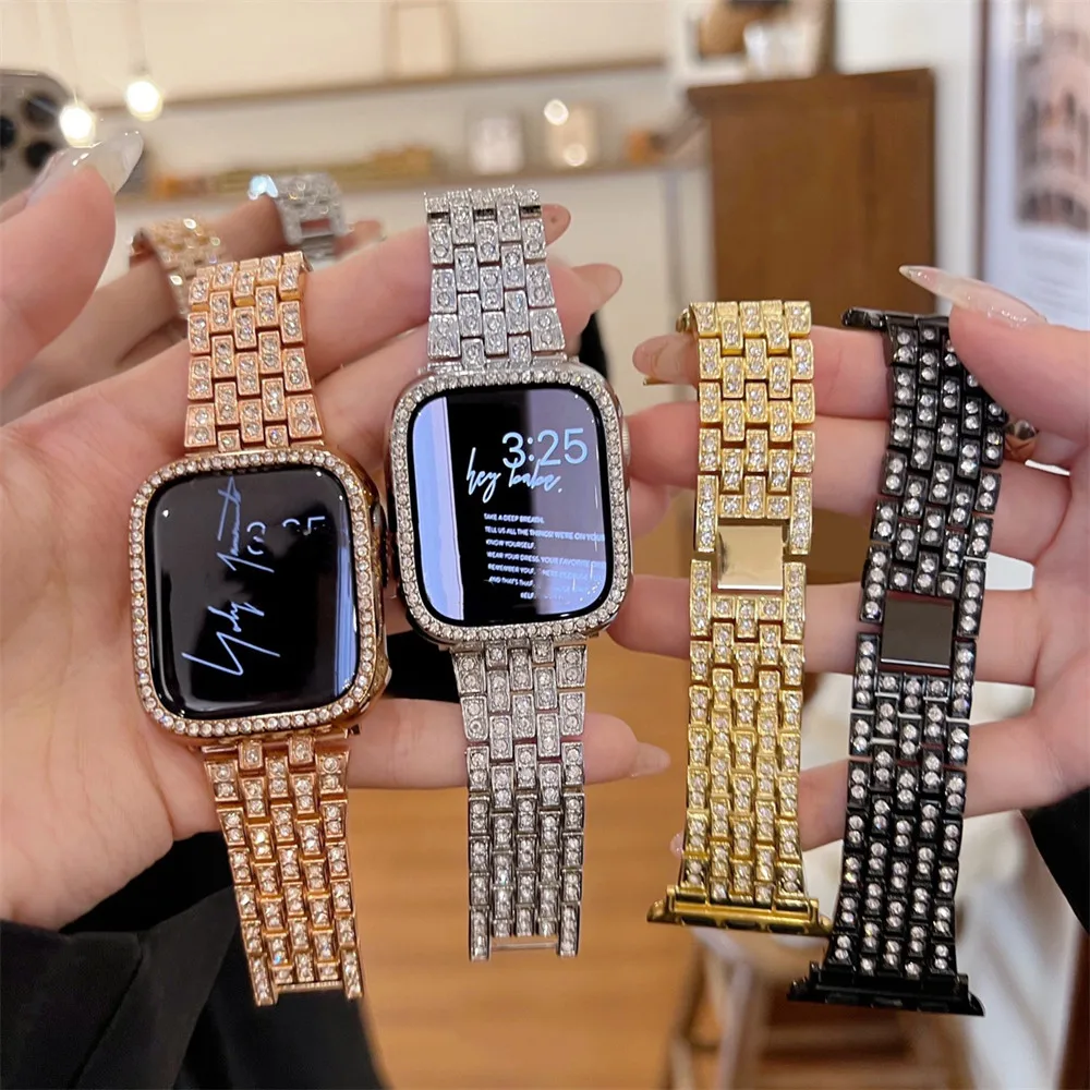 Ladies Diamond Strap For Apple Watchband Ultra 49mm 41mm 45mm for iwatch series 8 7 6 5 40mm 44mm Stainless Steel Metal Bracelet