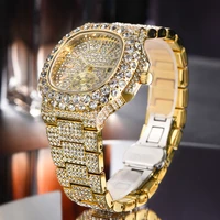 missfox watch for men luxury fashion iced out stainless steel male quartz reloj full diamond calendar luminous mens wristwatches