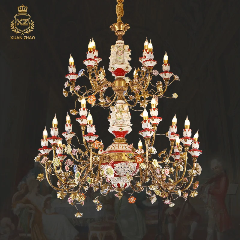 Французская вилла дуплексный отель большая полностью медная люстра элитная