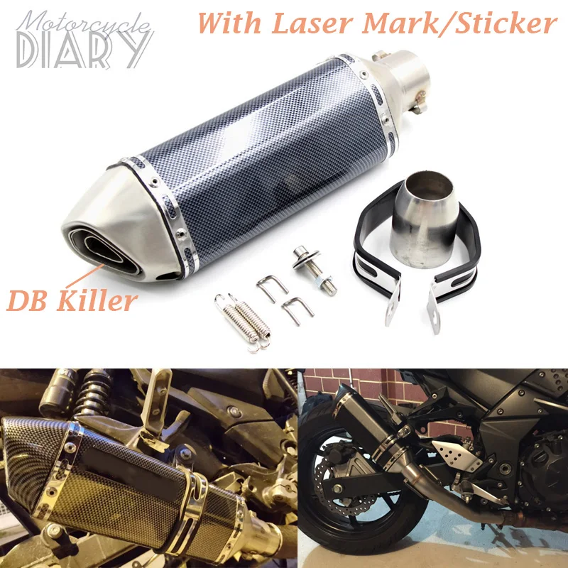 51mm Universal Motorcycle Laser Exhaust Silencer Pipe Muffler DB Killer Pitbike Escape Moto Motocross NMAX For AK MT09 Racer GTS - купить по