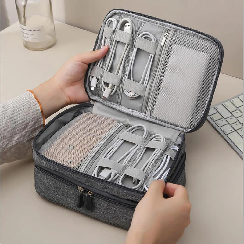 

Portable Data Cable Storage Bag Digital USB Gadget Waterproof Organizer Charger Wires Cosmetic Zipper Storage Organizer Case