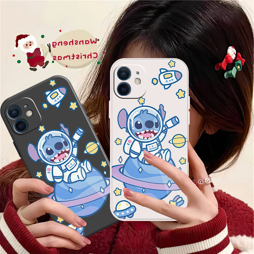 

Phone Cases For iPhone 11 12 13 Pro MAX 6 6S 7 8 Plus XS 12 13 Mini X XR SE 2020 Cute Astronaut Star Silicone Cover Funda Liquid