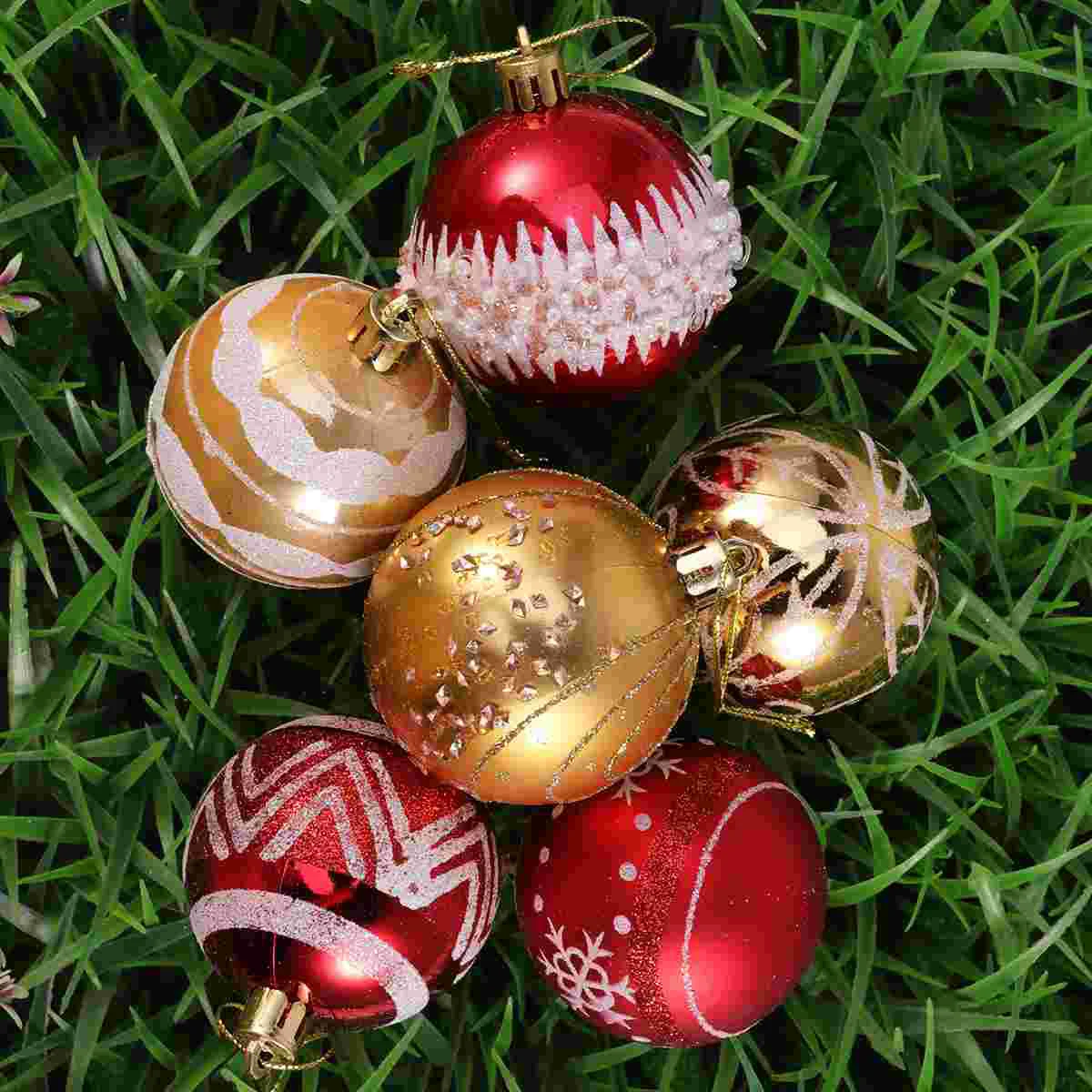 

24Pcs 6cm Christmas Balls Hanging Decoration Christmas Tree Ornaments for Party Ball Prom Red Golden Pattern