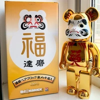 new hot sell bearbrick 400 abs electroplating dharma golden silver coloured face action figure bear block collectable art toy
