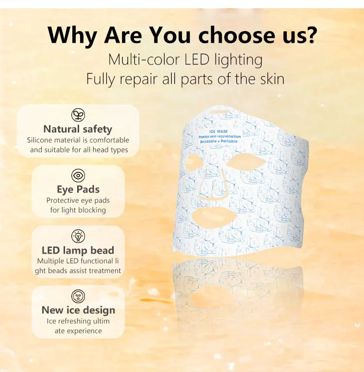 Прохладная кожа Чувство против морщин Силиконовая светодиодная маска Красная