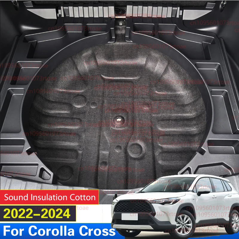 Фото Для Toyota Corolla Cross 2022-2024 коробка запасного колеса, звукоизоляция, хлопок, багажник, теплоизоляция, пена, шумоподавление пламени №1